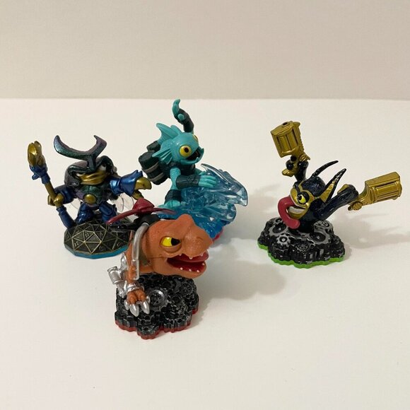 Lot of 4 Skylanders Chopper Dune Bug Trigger Happy Gremlin Tidal Wave Gill Grunt - Picture 1 of 15